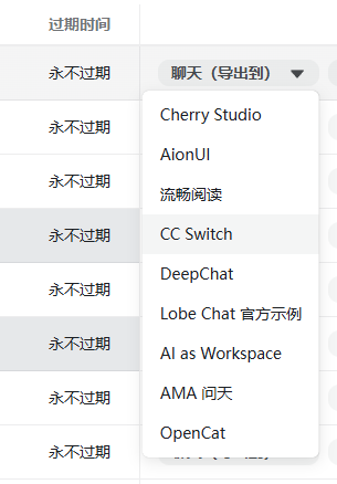 导出 API Key 配置到 CC Switch