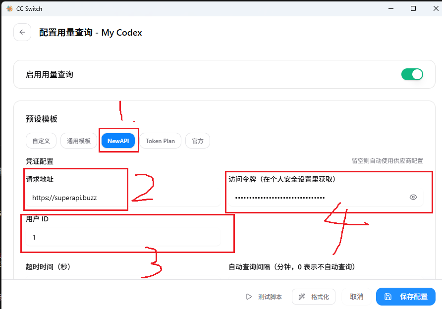 codex 用量查询详细配置